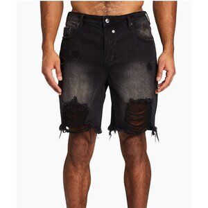 Ser.O.Ya Jack Shorts NWT Distressed Denim Shorts Sz 33 Mens Black Modern